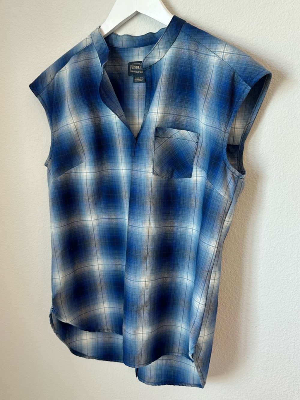 ☀️ NWOT PENDLETON Plaid Cap-Sleeve Tunic with Button Back